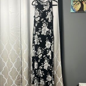 Floral Black and White Maxi Dress